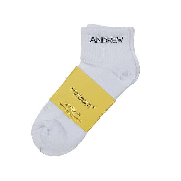 Thin Logo Ankle Socks - White