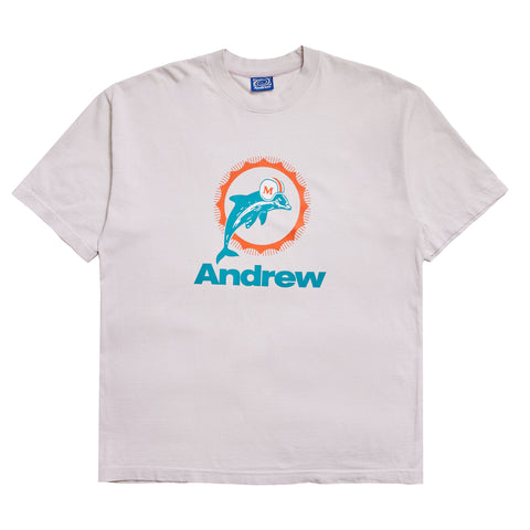 Andrew x Miami Dolphins "Logo Lock-up" Tee - Cement